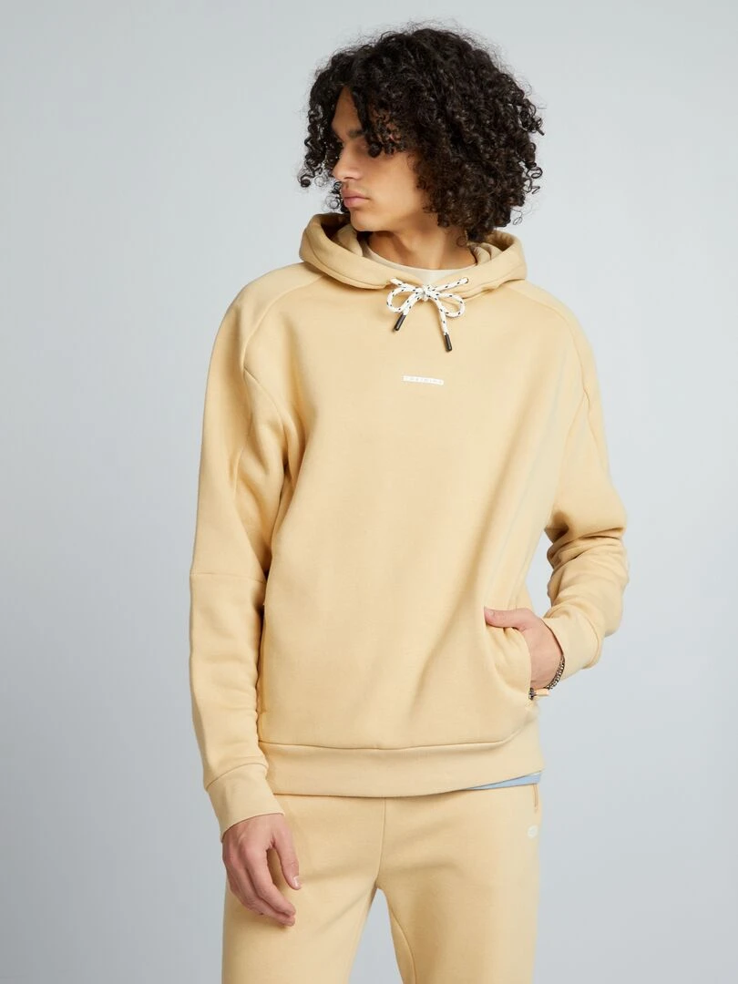 Sweat à capuche avec poches plaquées Beige