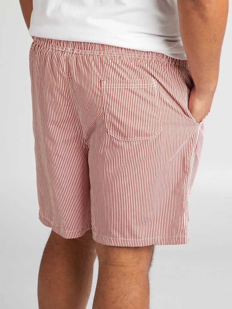 Short de bain rayé Rouge