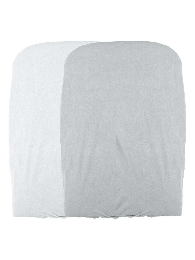 Lot de 2 housses matelas à langer blanc et perle (50 x 75 cm) Gris