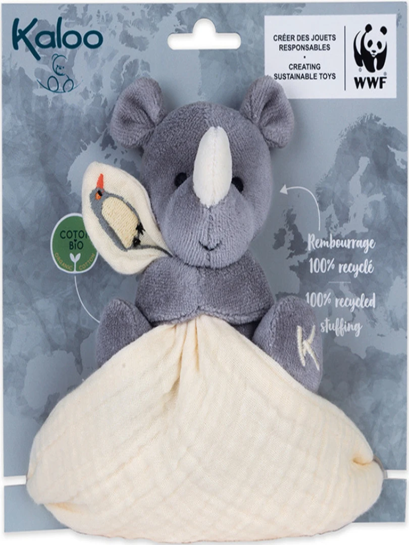 Doudou plat en coton bio Rhinocéros WWF   N/A