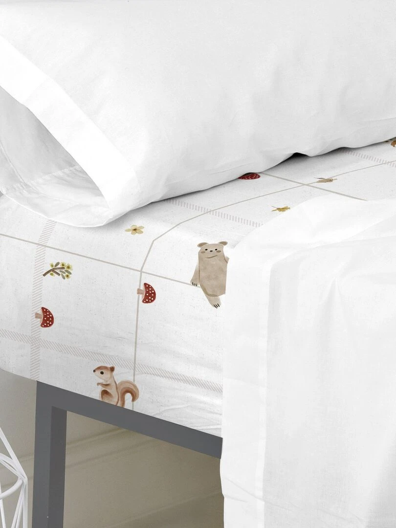 Drap housse Woods animals "Happyfriday"   Blanc