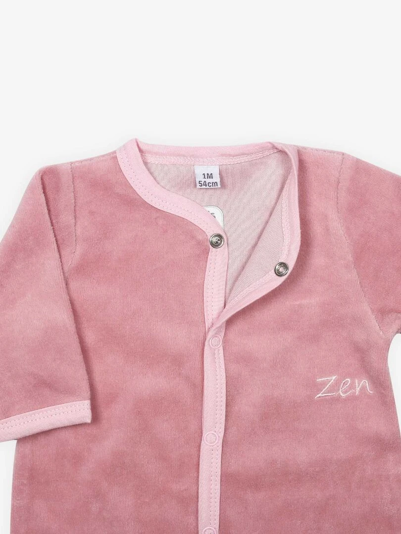 Pyjama en velours   naissance fille   Rose