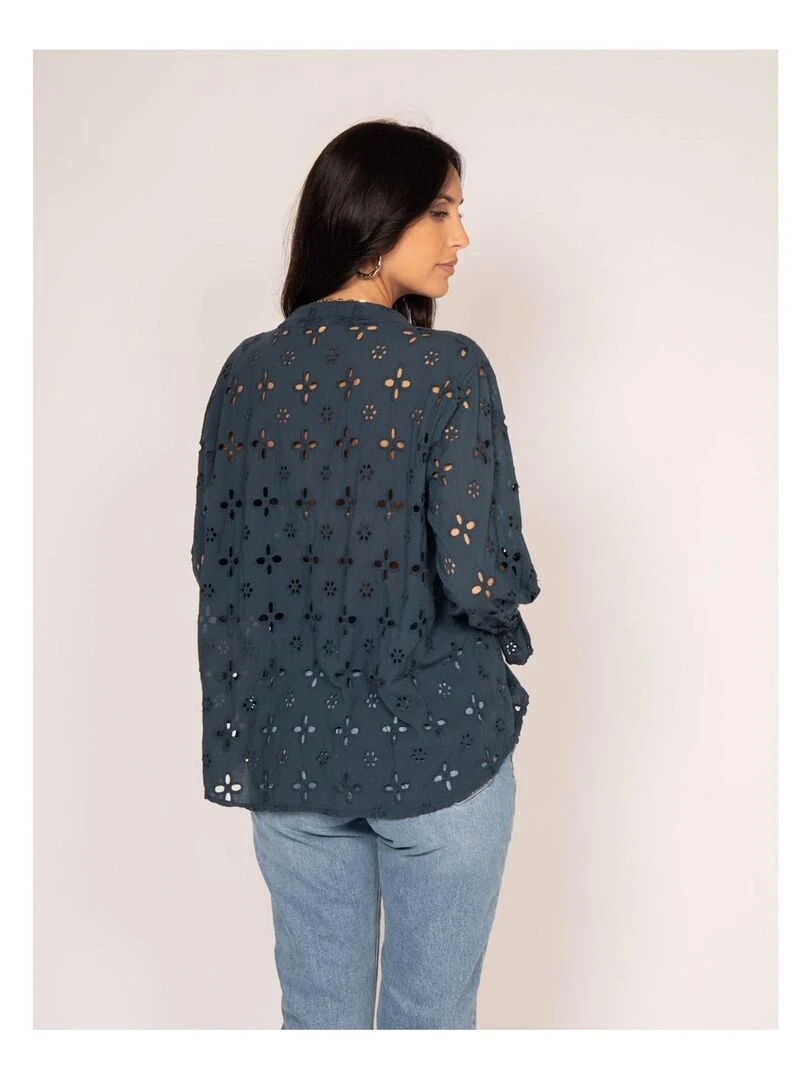 Blouse broderies anglaises FARNELL Bleu marine