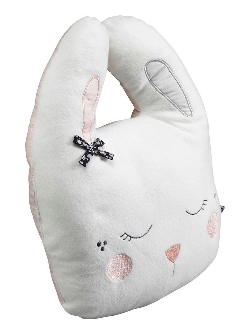 Coussin déco lapin 34x26cm en polyester blanc SAUTHON Blanc