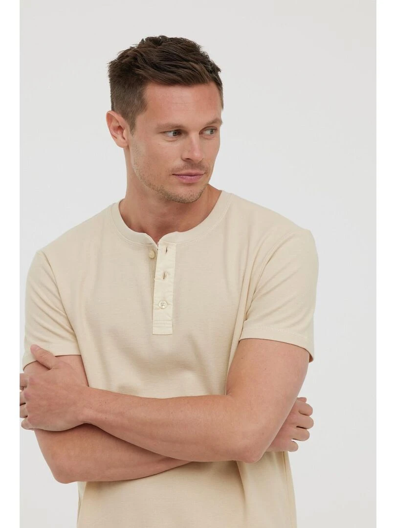 Lee Cooper   T Shirt manches courtes coton slim AZZO MC   Beige