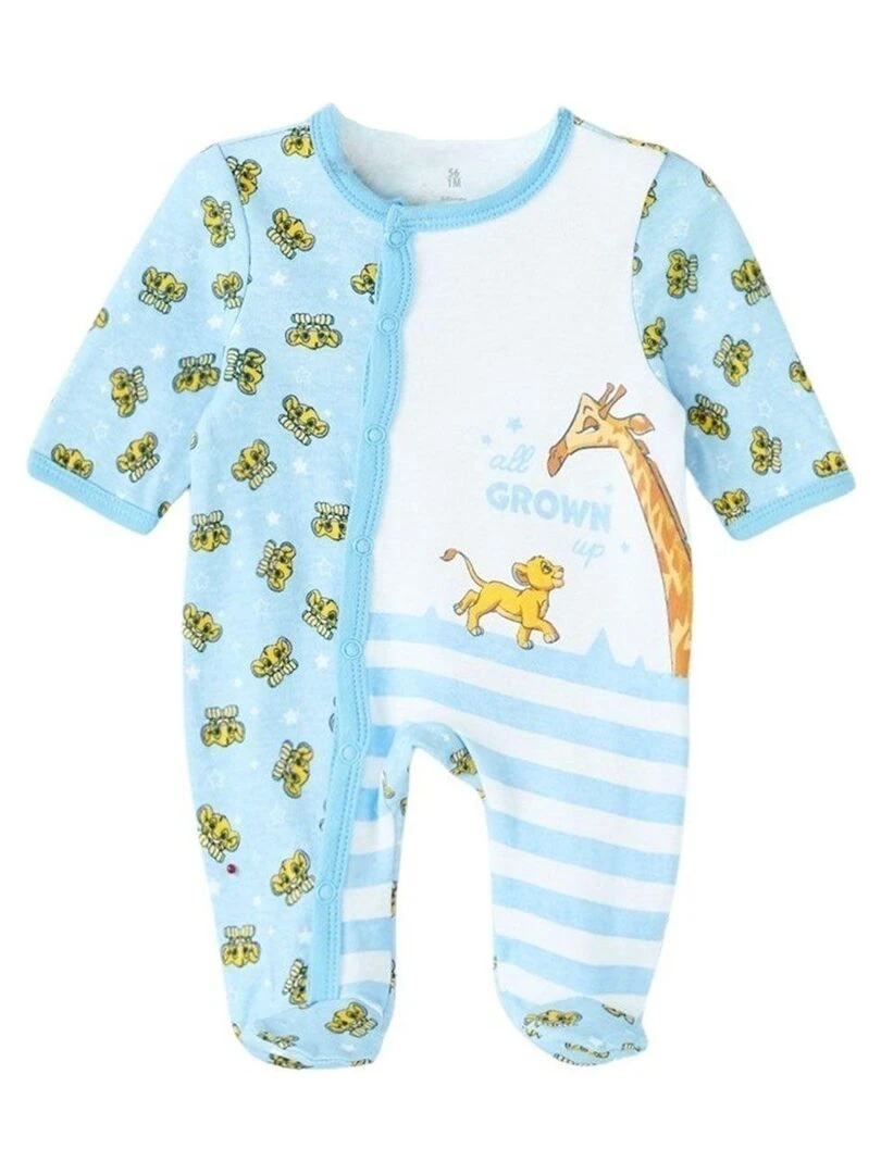 Disney Grenouillere bébé garçon imprimé Le Roi Lion en coton Bleu