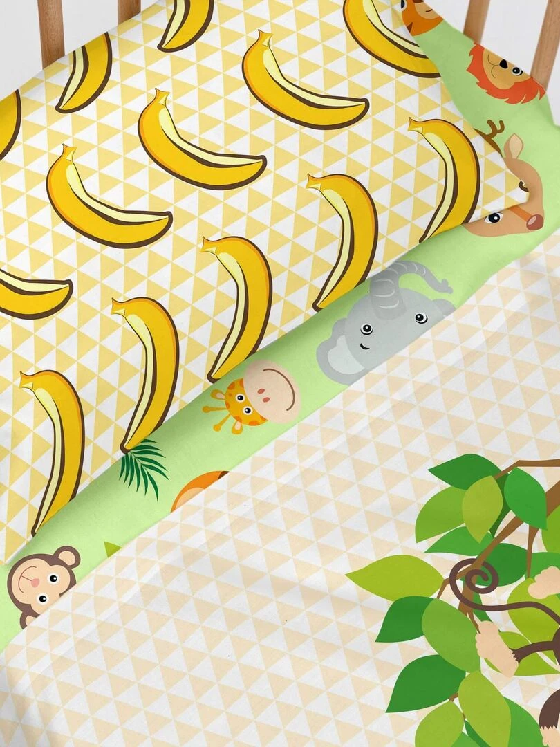 Drap housse Wild Lit Bébé "Happyfriday" Blanc