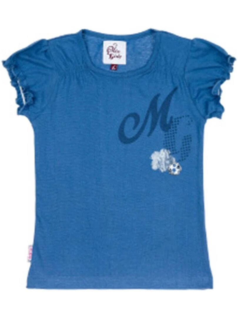 T shirt manches courtes fille FABOULLE MISS GIRLY Bleu