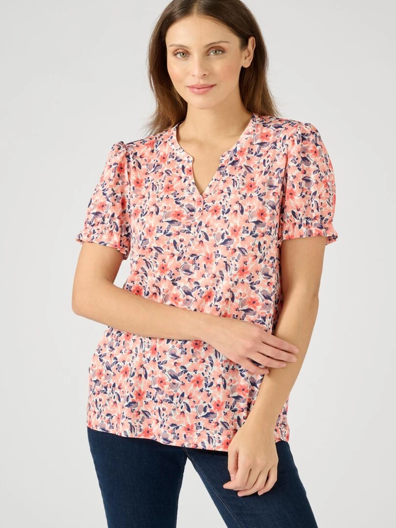Tee shirt en maille crêpe Damart Orange corail