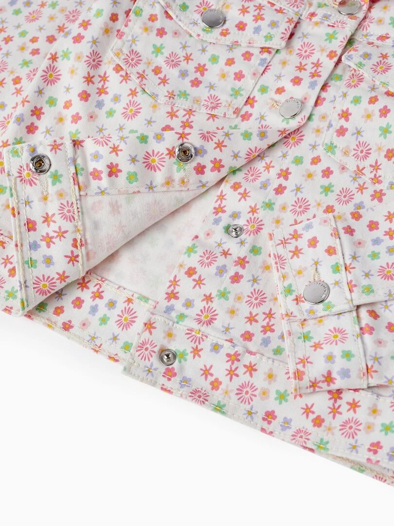 Manteau en sergé à motif floral pour fille  THE WAVE TRIBE   Blanc