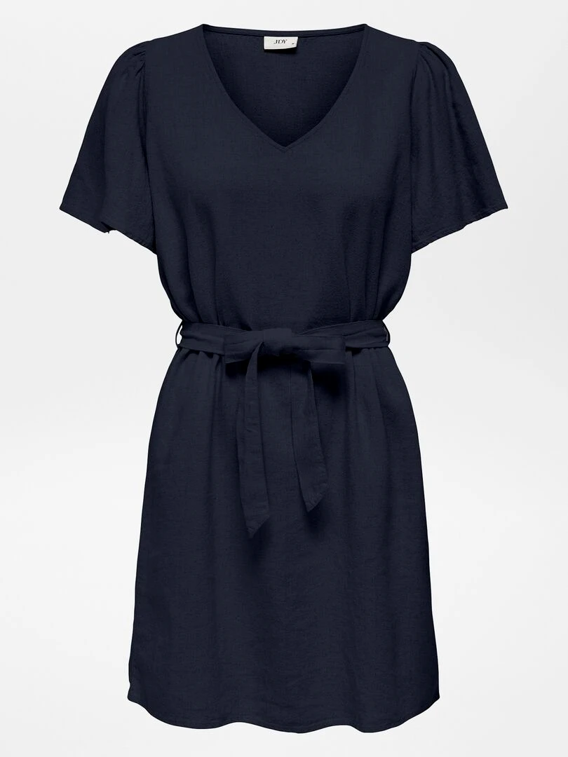 Robe ceinturée en lin 'JDY' Bleu