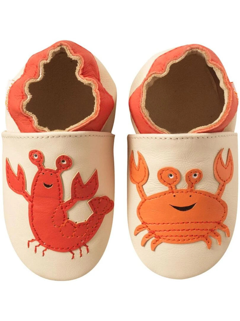 Chaussons bébé cuir souple Francis et Candice Beige