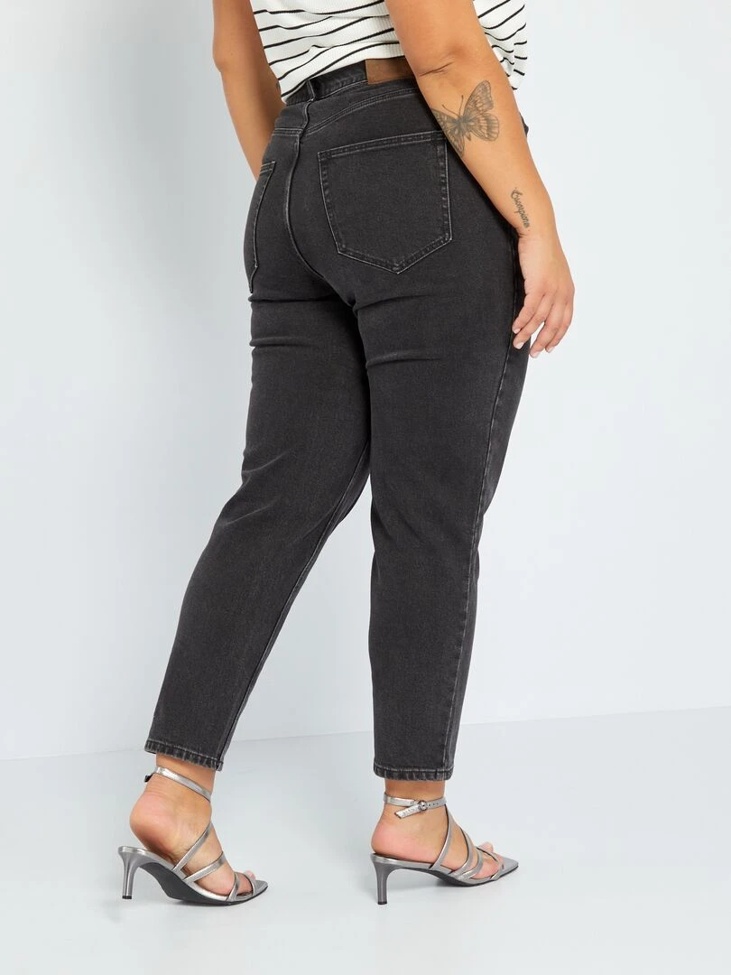 Jean mom taille haute à 5 poches L32 Noir
