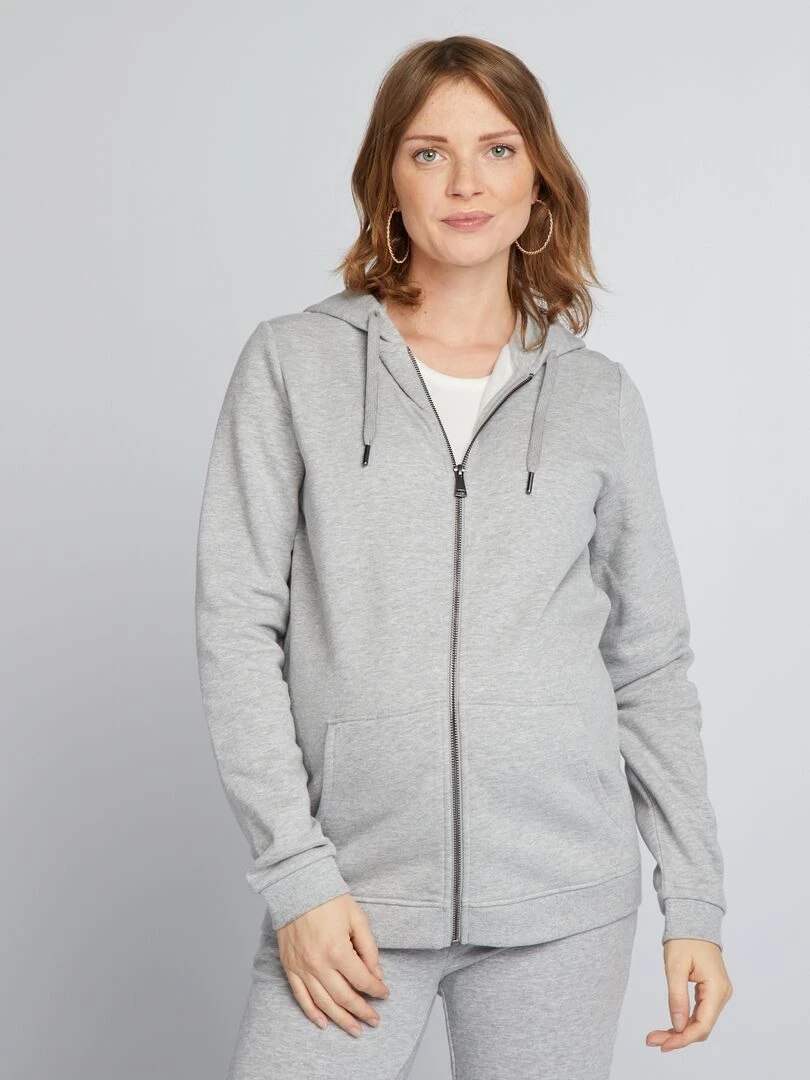 Sweat zippé grossesse en molleton   Gris