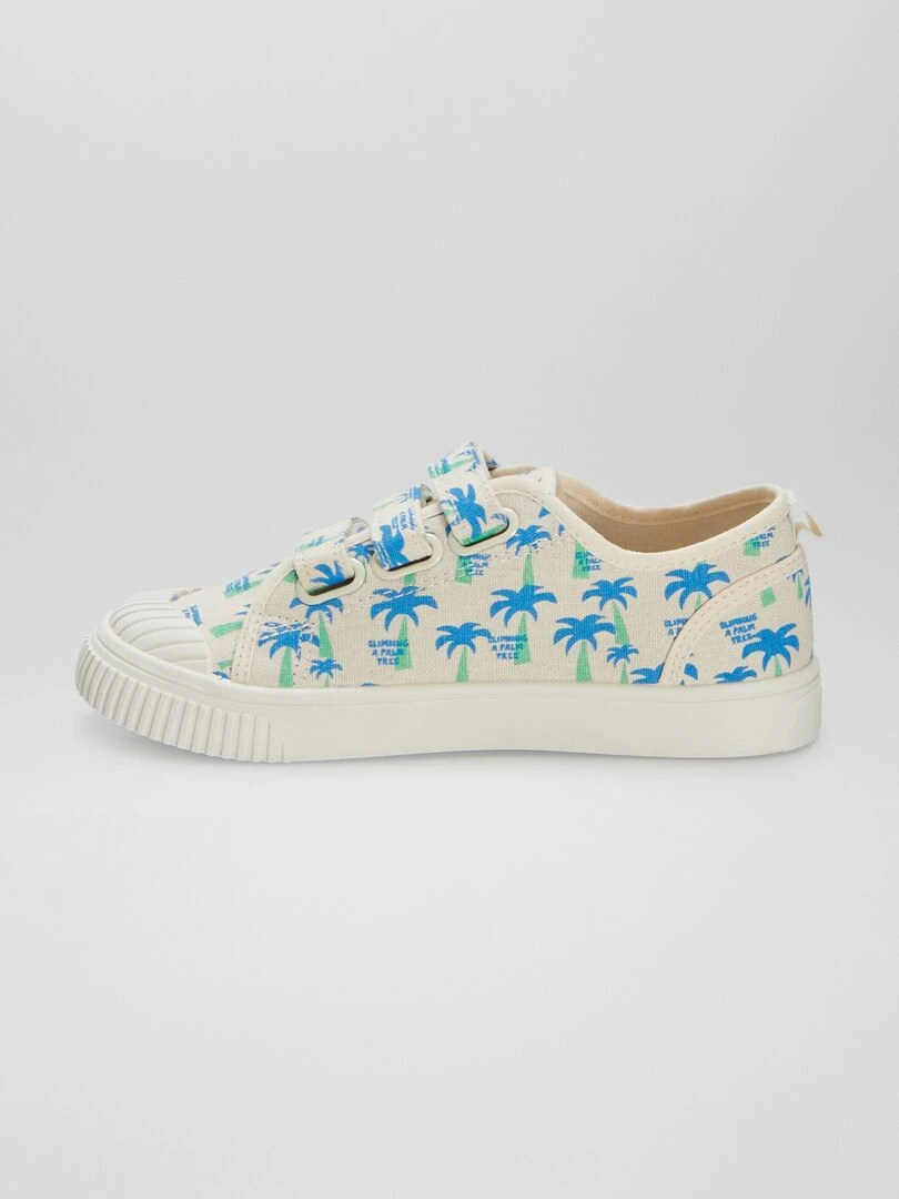 Baskets basses en toile imprimée   Beige