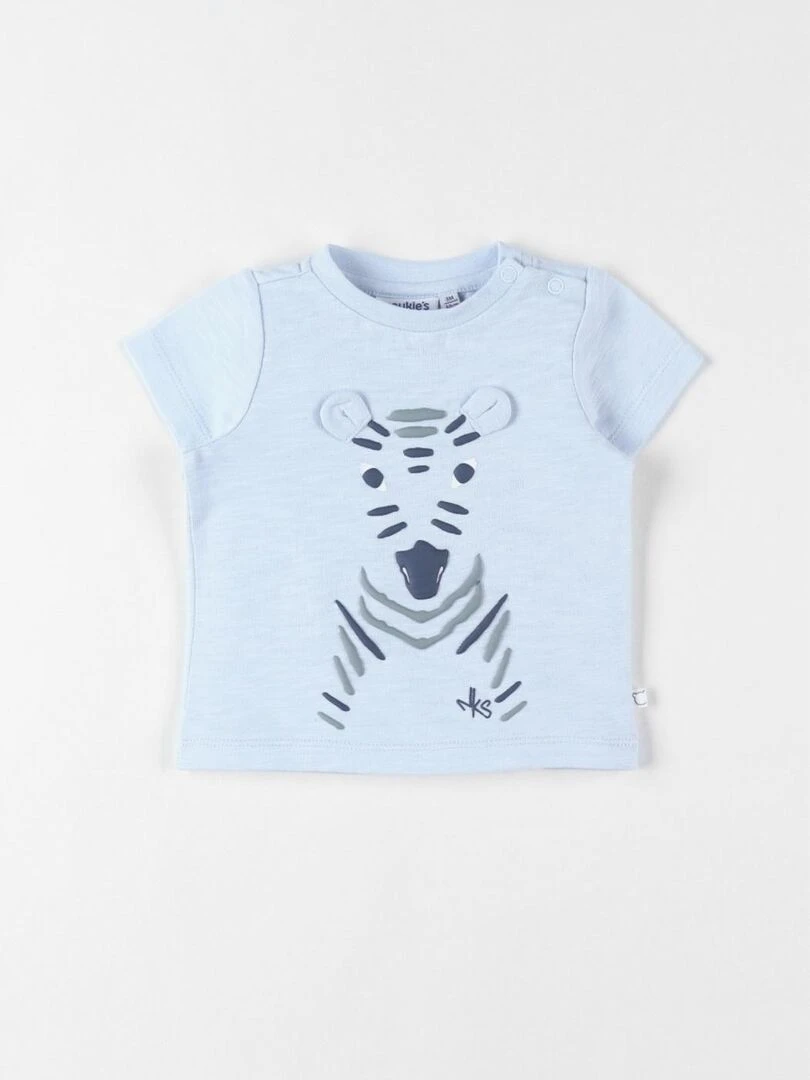 T shirt zèbre à courtes manches Noukie's Bleu