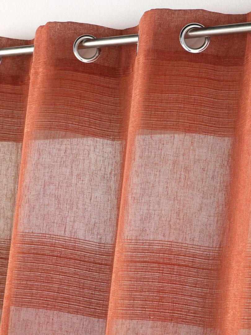 Voilage rayé fils chenille    Effet lin   Orange