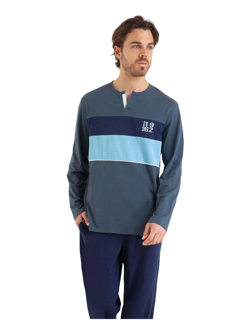 Pyjama long homme Chic Gris Bleu