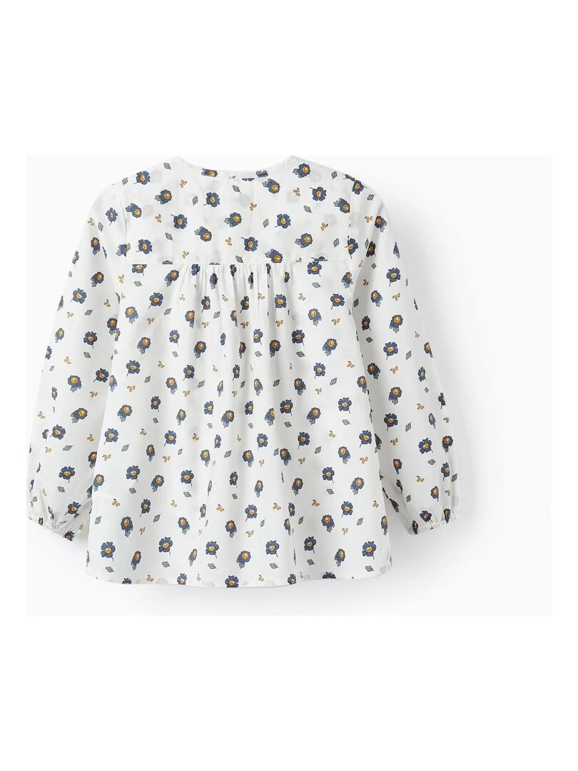 Blouse en Coton pour Fille 'Fleurs' manches longues ROYALS OFF DUTY Blanc