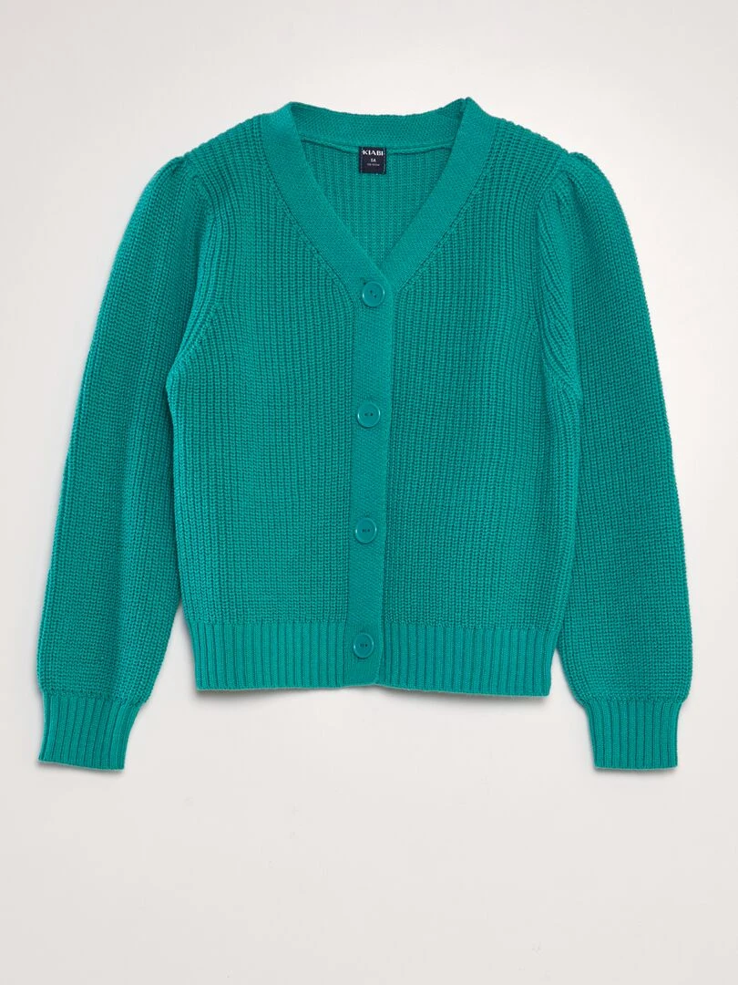 Gilet en maille à col V Vert
