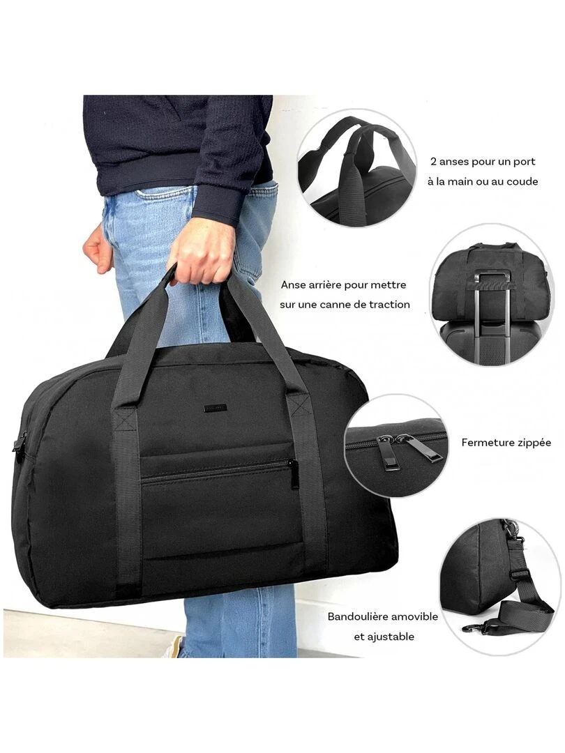 Sac de voyage week end 28L polyester sans roulettes   Noir