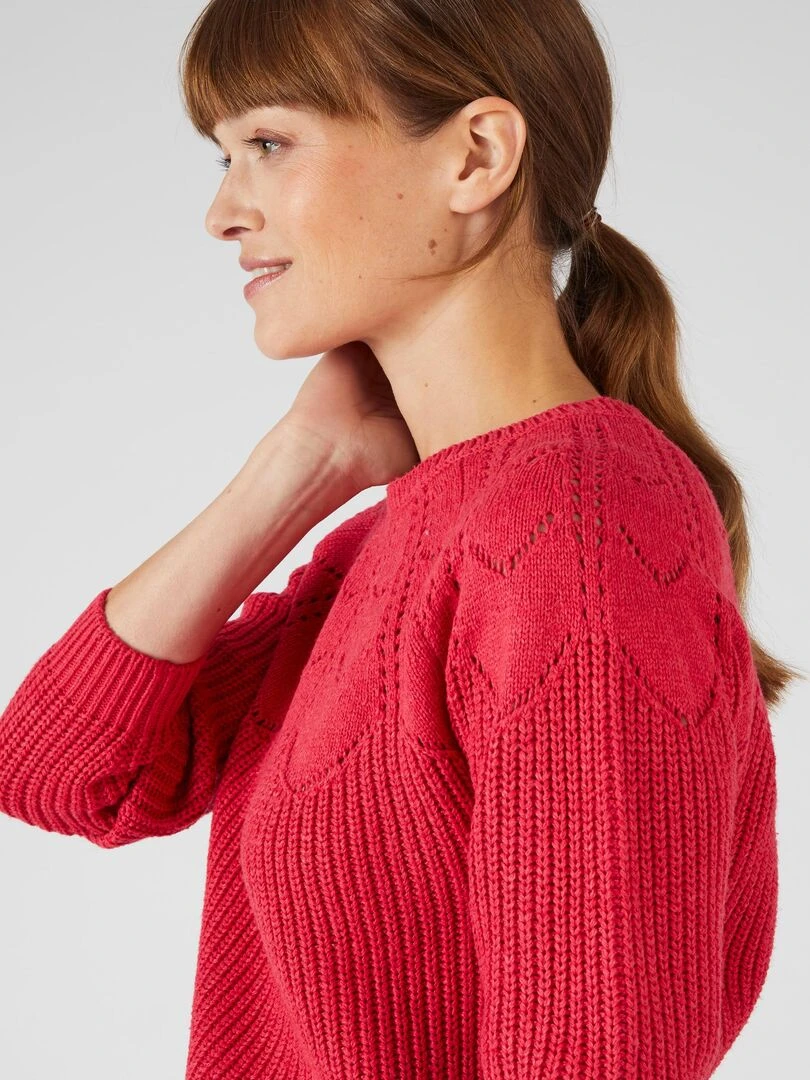 Pull détails ajourés Damart Magenta