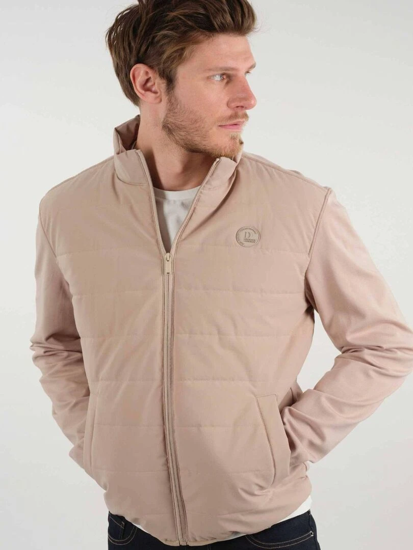 Veste col montant bi matière 'Deeluxe' Beige gris