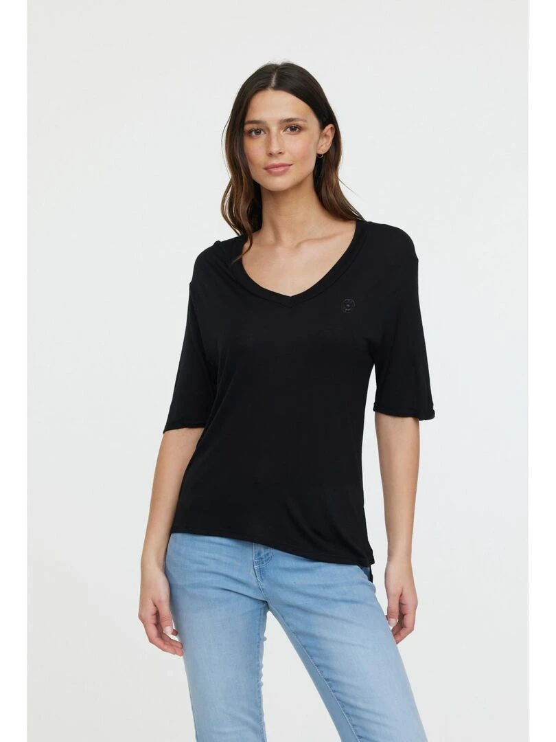 Lee Cooper   T Shirt manches courtes viscose regular ADOUNA M   Noir