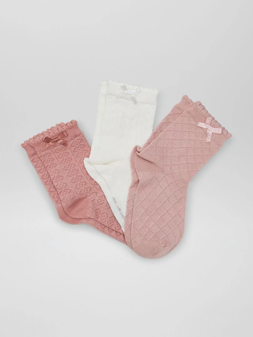 Lot de chaussettes fantaisies 3 paires Rose