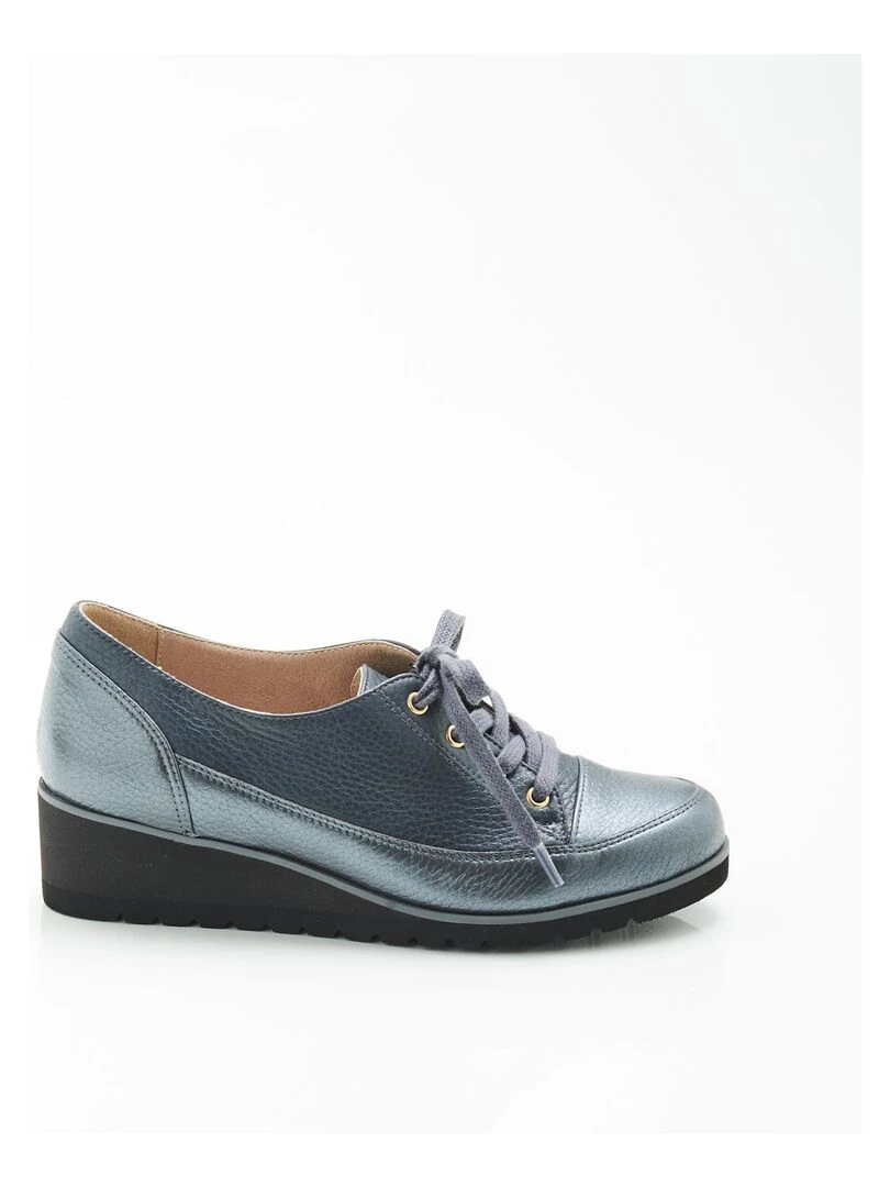 Derbies compensés à lacets  dessus cuir cerf   Damart   Gris foncé