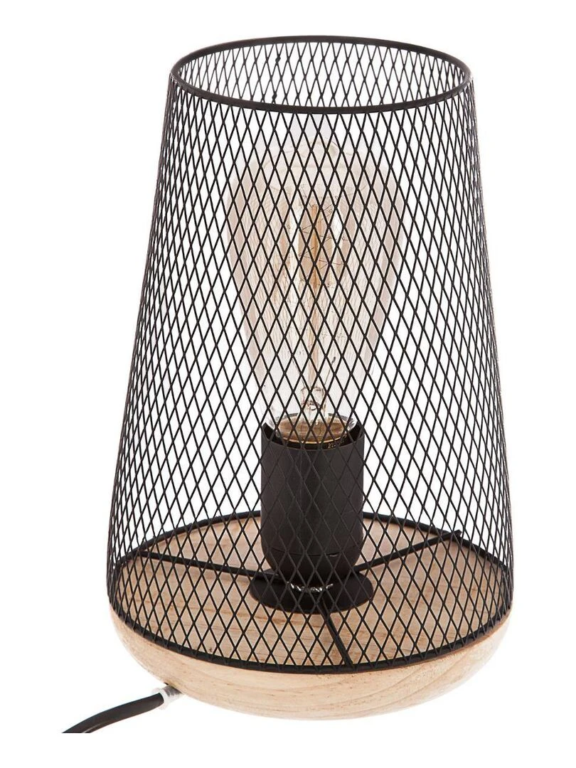 Lampe en métal et bois noir Multicolore