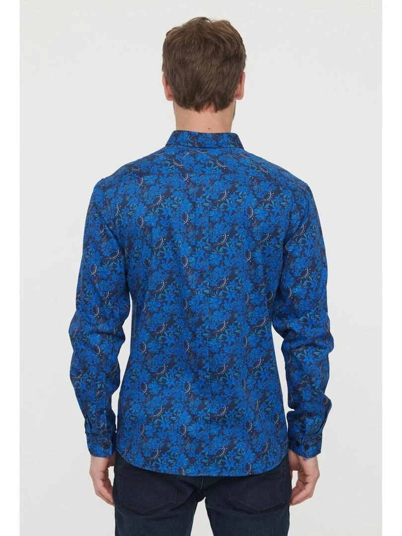 Lee Cooper   Chemise manches longues coton regular DYLAN   Bleu marine