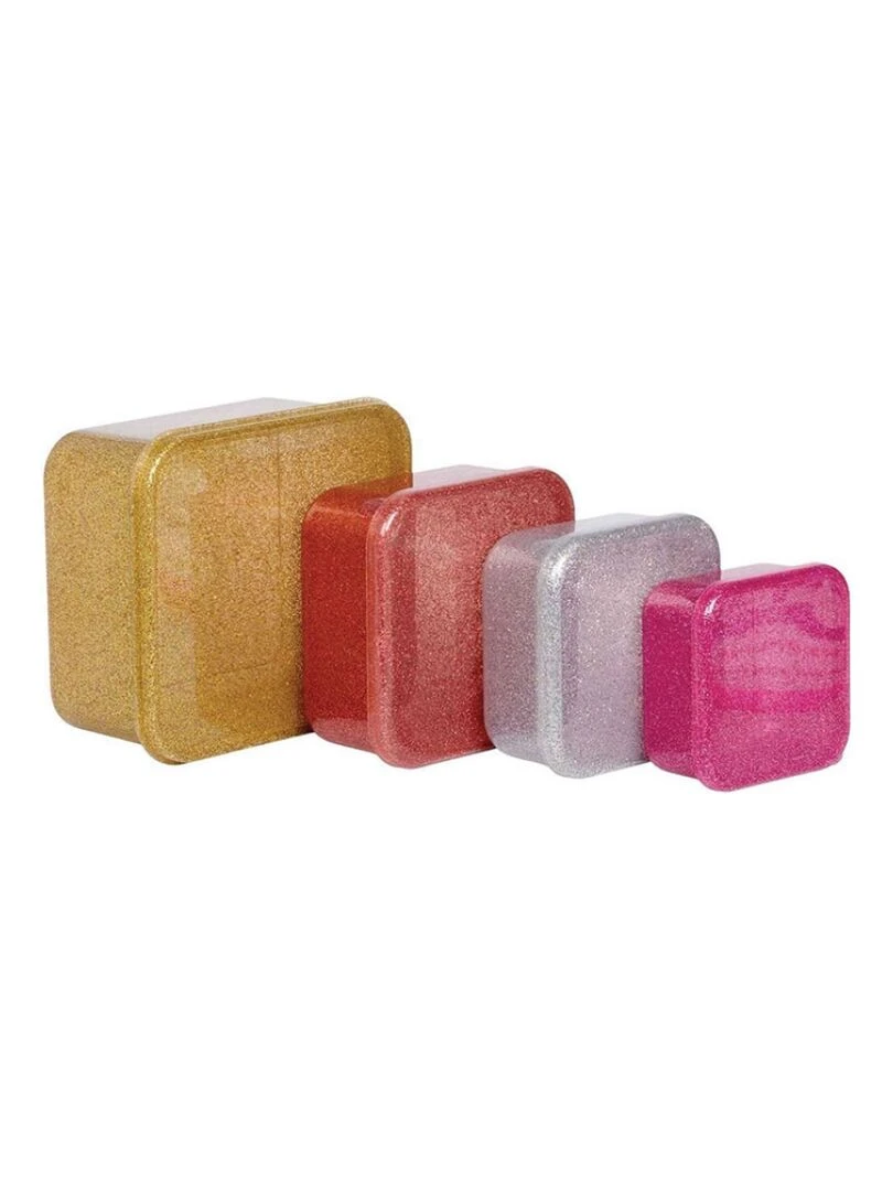 Lot de 4 boîtes à goûter à paillettes Gold blush Argenté