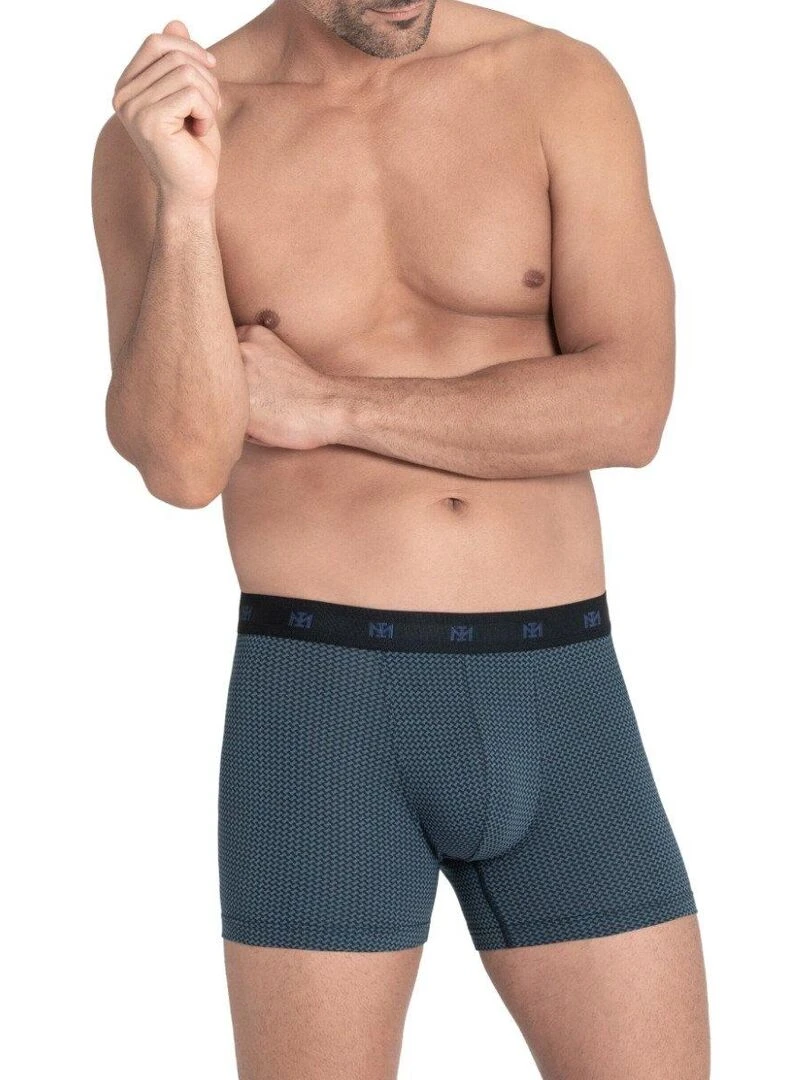 Boxer à motif graphique en coton et modal Genji Bleu
