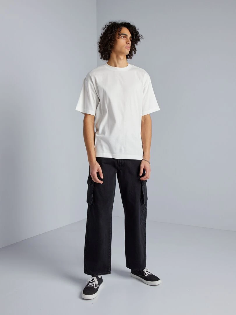 T shirt col rond en coton   blanc