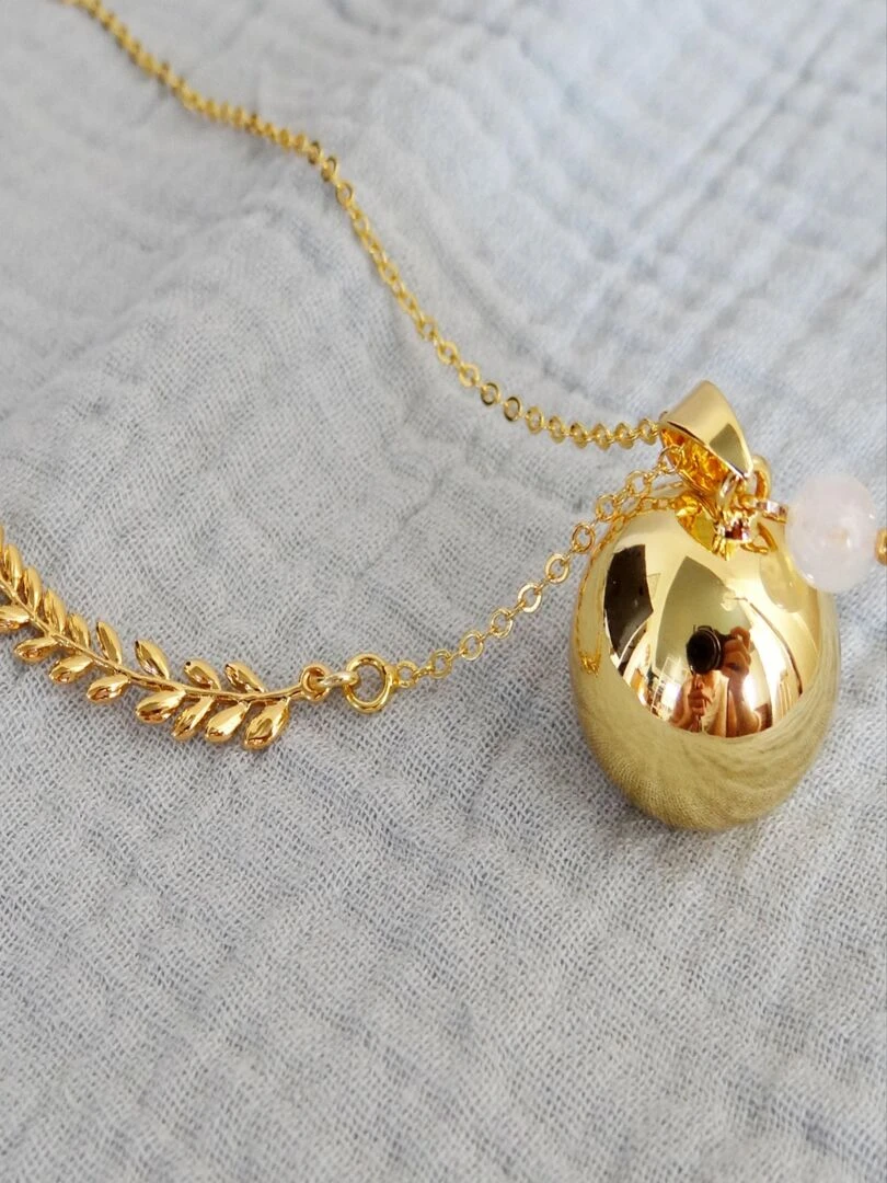 Bola grossesse or. Feuille Pierre Lune   Doré/or