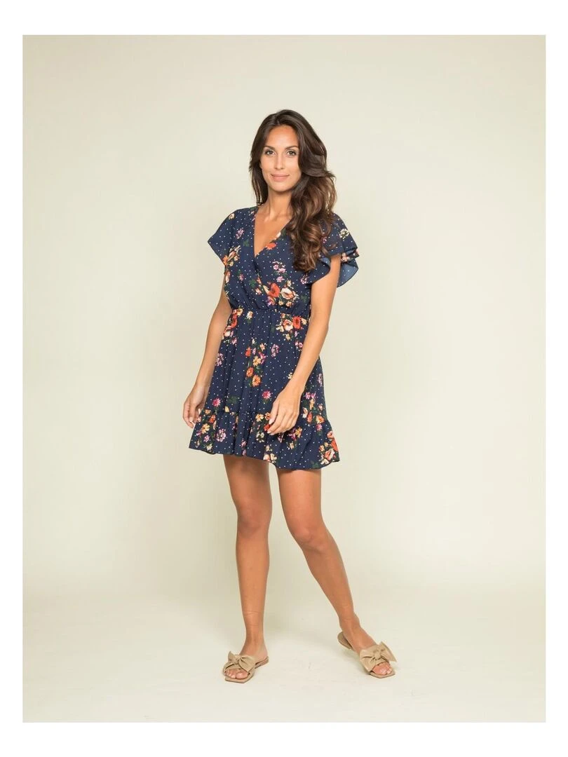 Robe courte motifs IPOIS   Bleu marine