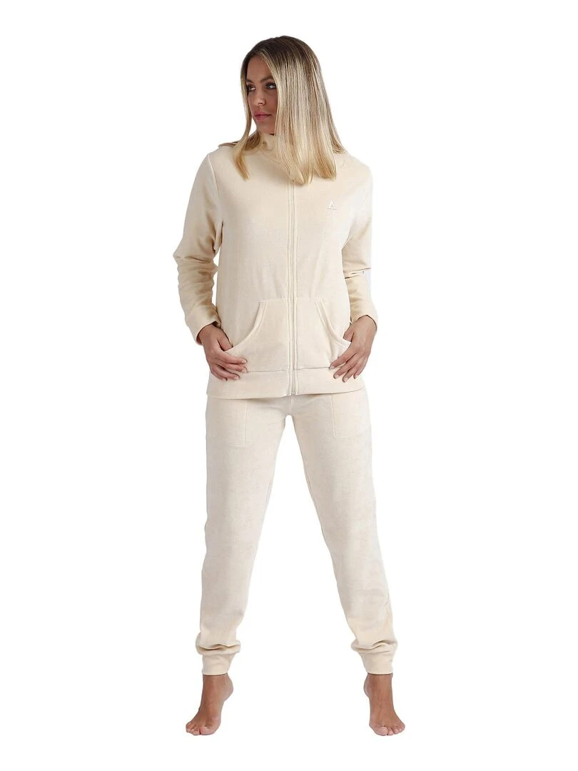 Pyjama pantalon veste zippée Soft Home Beige