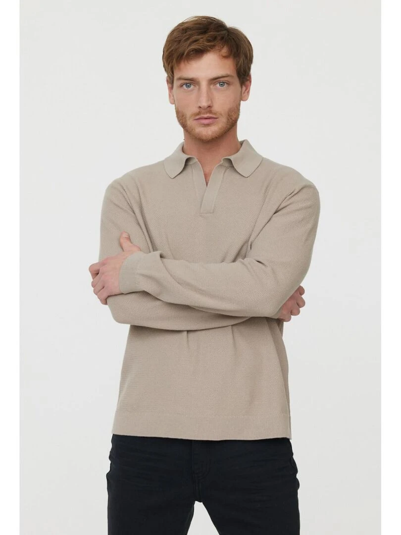 Lee Cooper T Shirt manches longues coton regular BINO Taupe