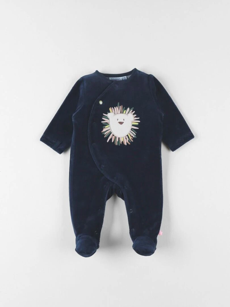 Pyjama 1 pièce lion en velours Noukie's Bleu