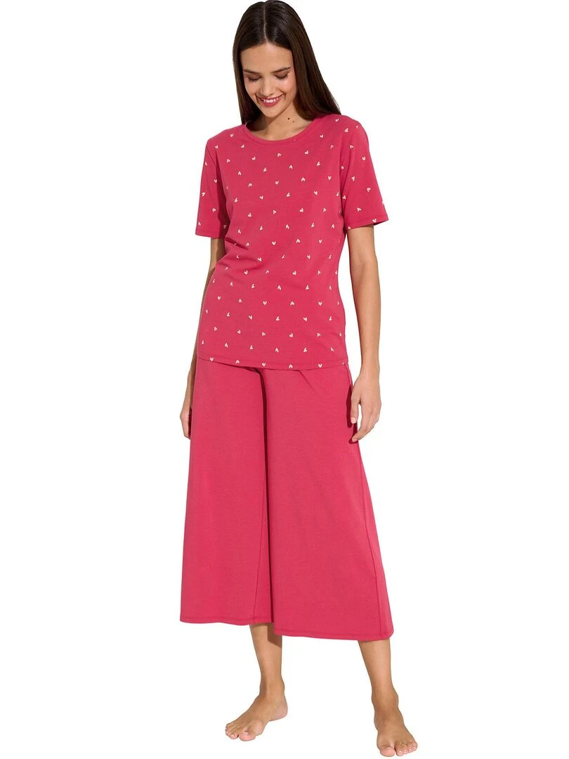 Pyjama pantacourt t shirt True Love Rouge