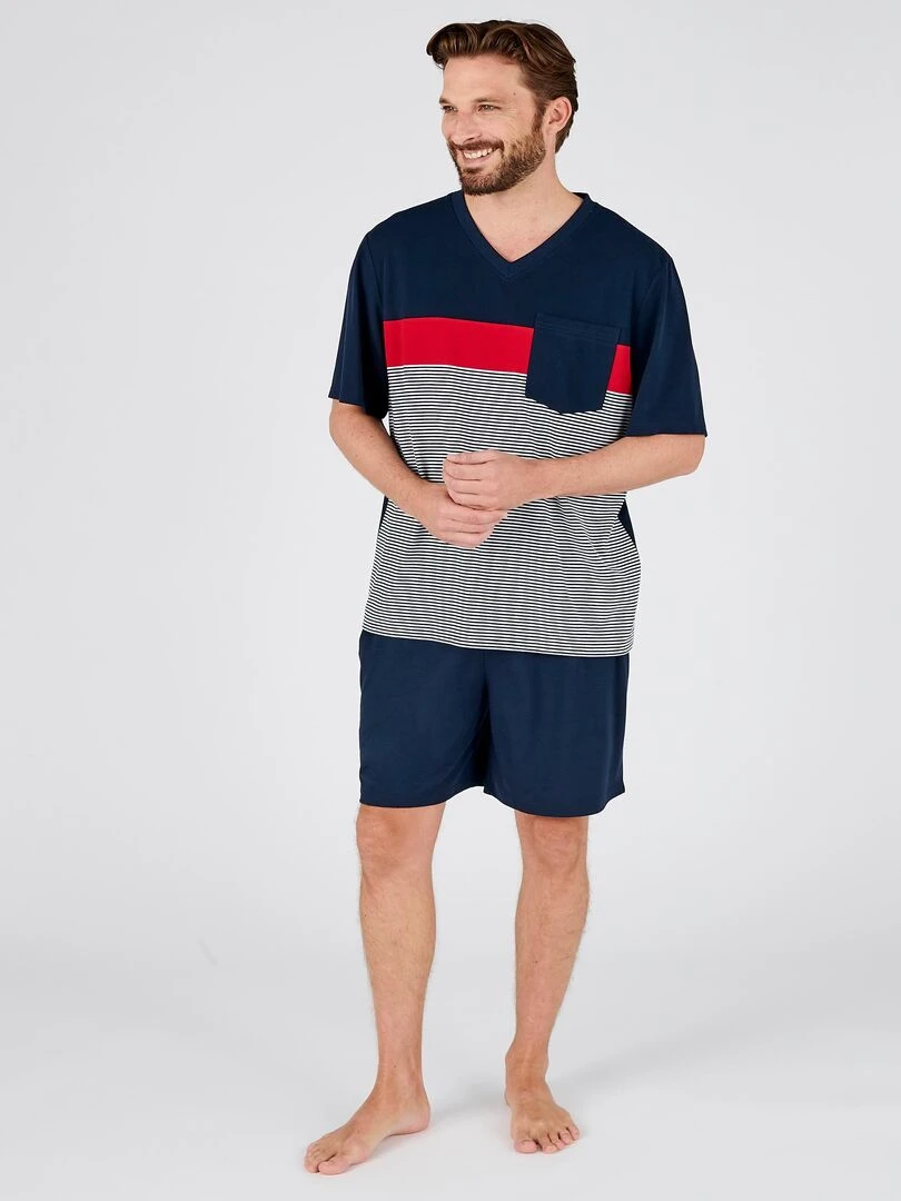 Pyjashort en maille jersey Climatyl Damart Bleu marine