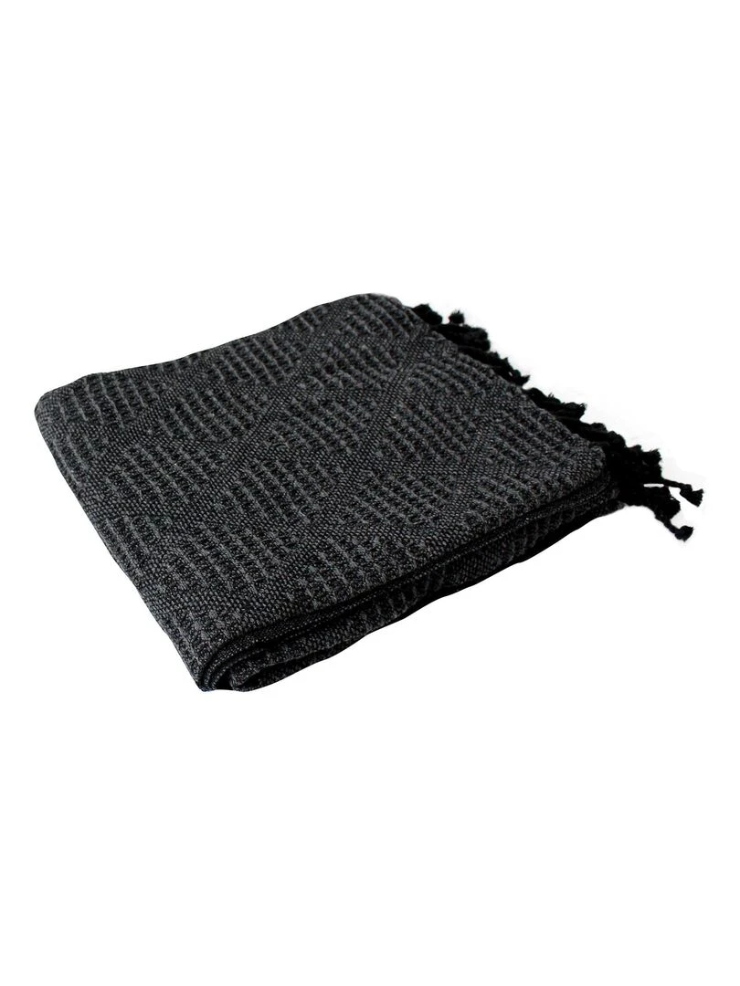 Plaid jacquard à franges Gris foncé