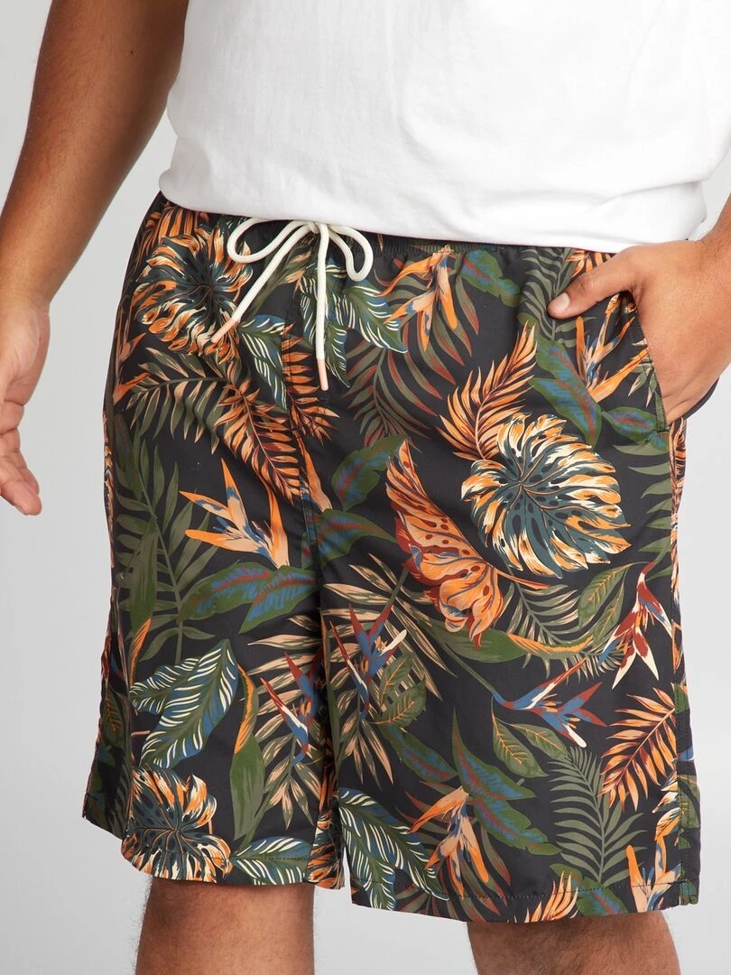 Short de bain motif tropical   Gris