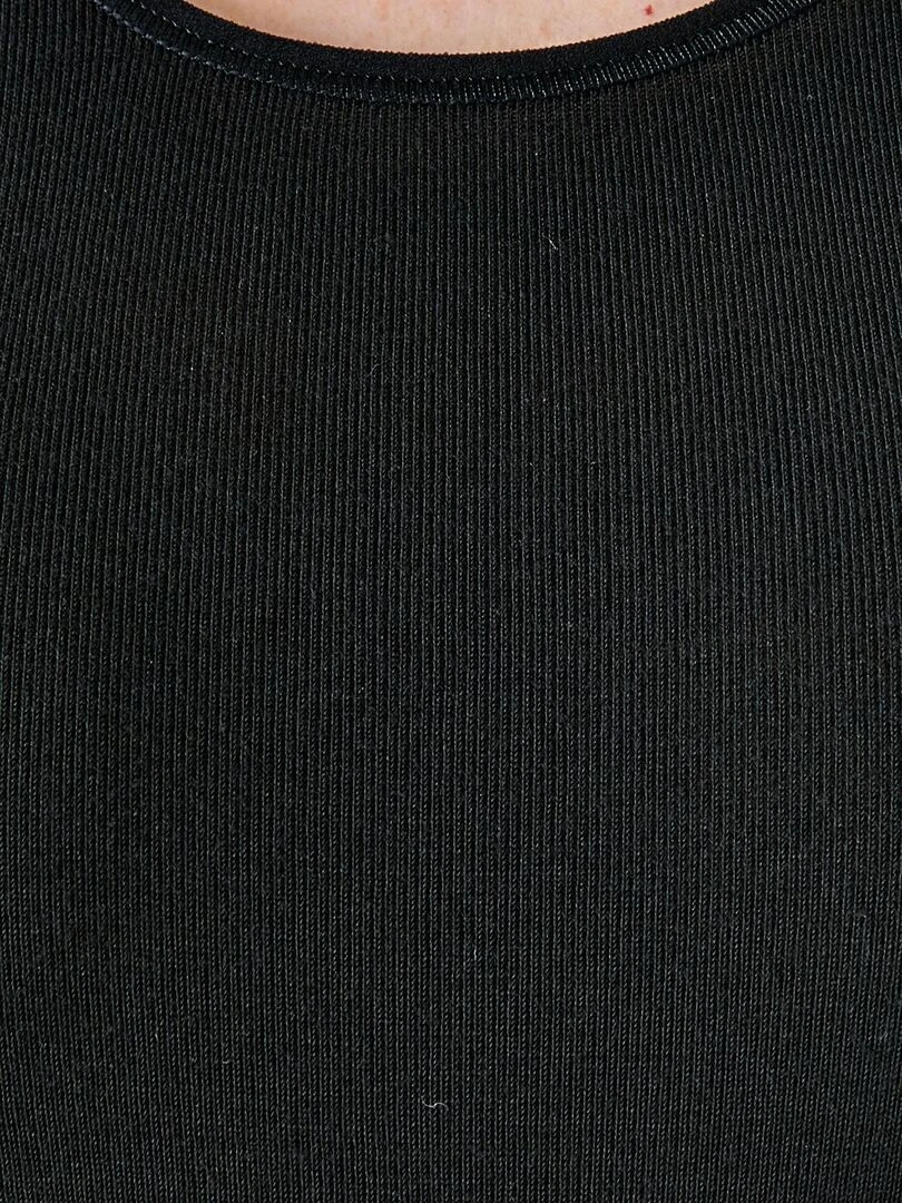 T shirt manches courtes fine côte Thermolactyl Damart Noir
