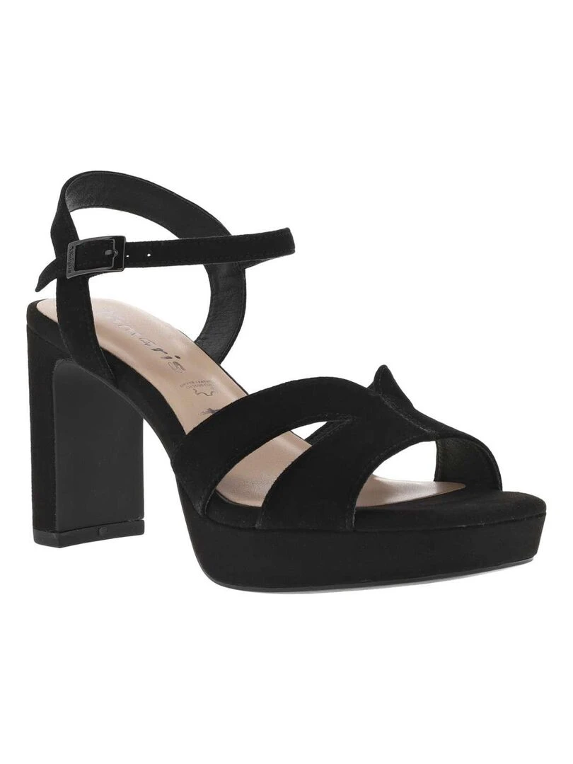 TAMARIS Nu pieds cuir talon bloc Noir
