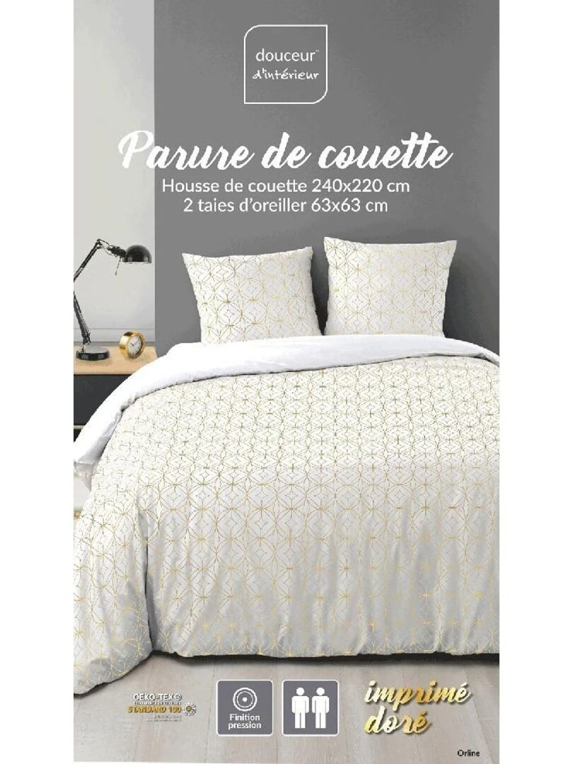 Housse de couette 240x220 + 2 taies Orline microfibre   Blanc