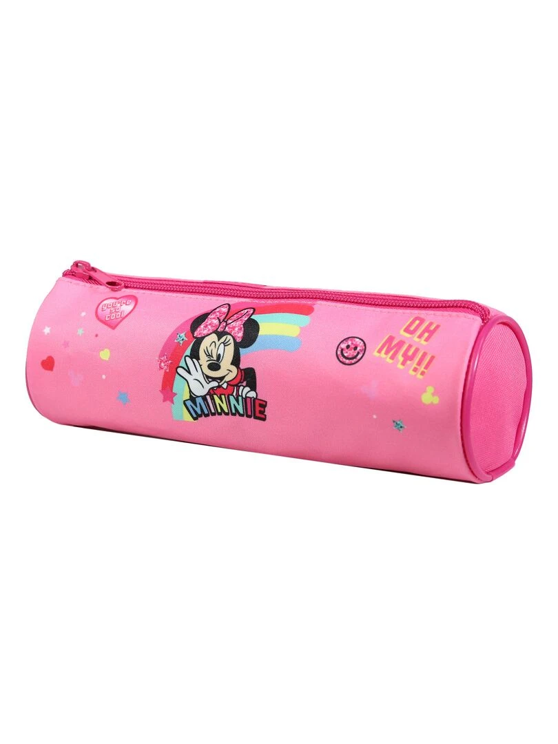BAGTROTTER Trousse scolaire ronde Disney Minnie Rose Arc en ciel Rose
