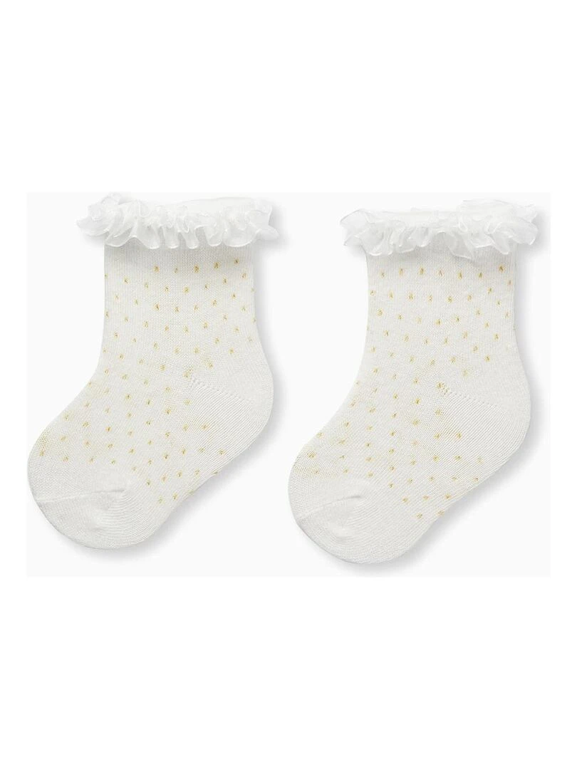 Chaussettes à Volants pour Bébé Fille CÉRÉMONIE Blanc