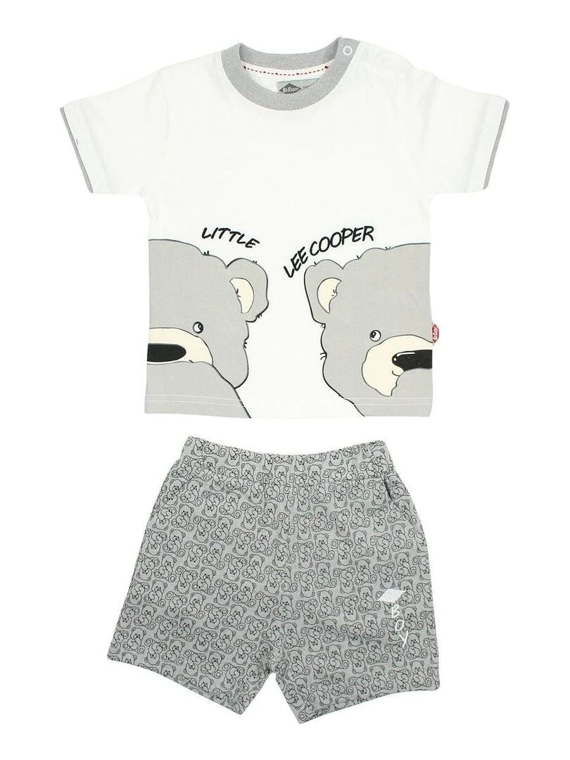 Lee Cooper Ensemble T shirt short bébé garçon Imprimé Lee Cooper Gris